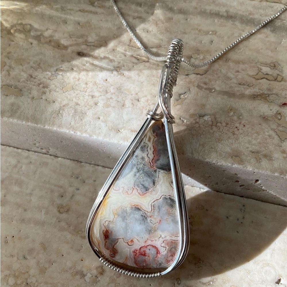 Sterling silver Crazy lace agate